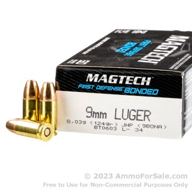 50 Rounds of 124gr JHP 9mm Ammo by Magtech