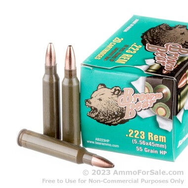 500  Rounds of 55gr HP .223 Ammo by Brown Bear