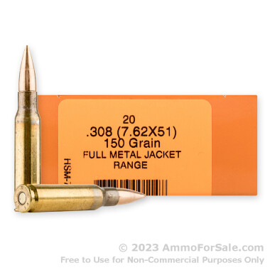 20 Rounds of 150gr FMJBT 7.62x51 Ammo by HSM