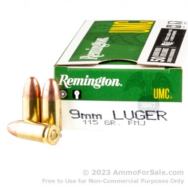 50 Rounds of 115gr MC 9mm Ammo by Remington