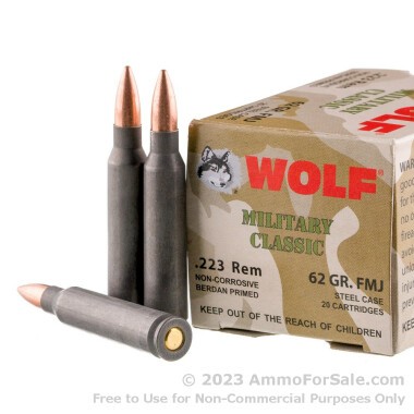 20 Rounds of 62gr FMJ .223 Ammo by Wolf