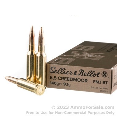 200 Rounds of 140gr FMJBT 6.5 Creedmoor Ammo by Sellier & Bellot