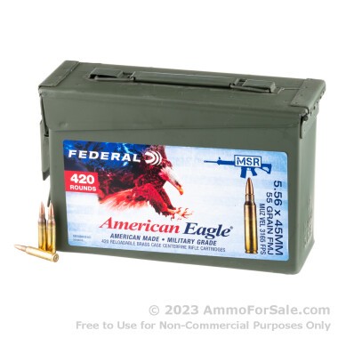 420 Rounds of 55gr FMJBT XM193 5.56x45 Ammo by Federal in Ammo Can
