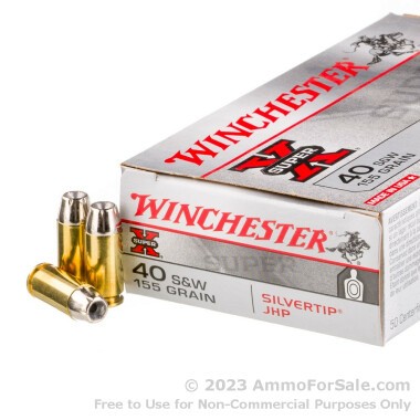 50 Rounds of 155gr Silvertip JHP .40 S&W Ammo by Winchester