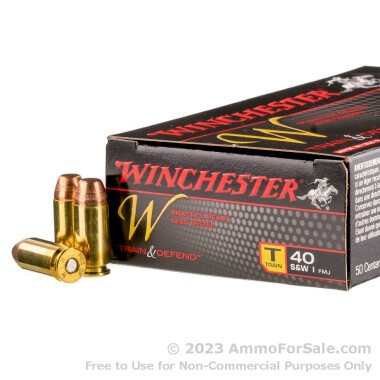 50 Rounds of 180gr FMJ .40 S&W Ammo by Winchester Train & Defend