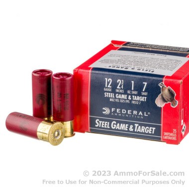 25 Rounds of 1 ounce #7 Shot (Steel) 12ga Ammo by Federal Game & Target