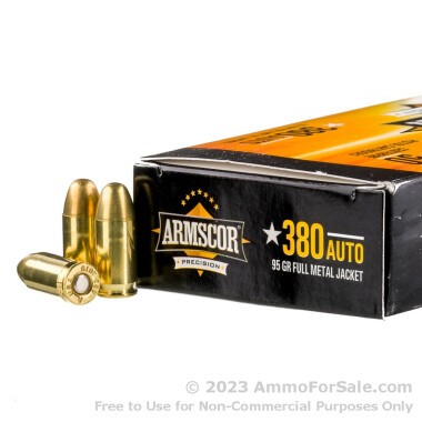 50 Rounds of 95gr FMJ .380 ACP Ammo by Armscor Precision