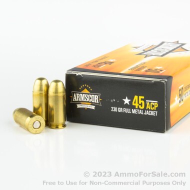 50 Rounds of 230gr FMJ .45 ACP Ammo by Armscor