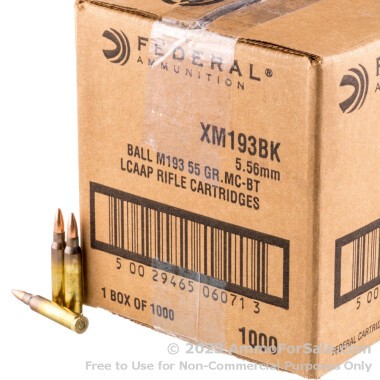 1000 Rounds of 55gr FMJBT 5.56x45 XM193 Ammo by Federal