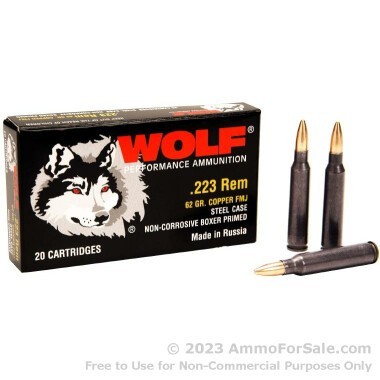 20 Rounds of 62gr FMJ .223 Ammo by Wolf Boxer-Primed