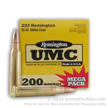 200 Rounds of 55gr MC .223 Ammo by Remington