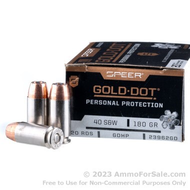 20 Rounds of 180gr JHP .40 S&W Ammo by Speer