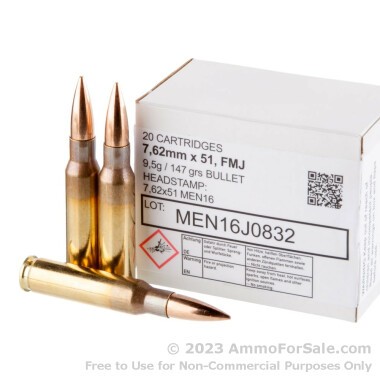 20 Rounds of 147gr FMJ 7.62x51mm Ammo by MEN