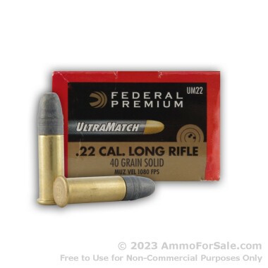 50 Rounds of 40gr LRN .22 LR Ammo by Federal UltraMatch