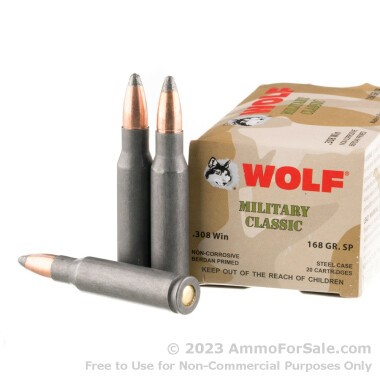 500 Rounds of 168gr SP .308 Win Ammo by Wolf