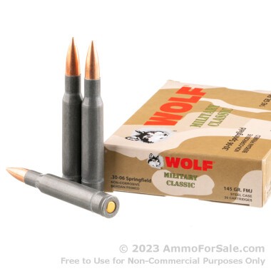 20 Rounds of 145gr FMJ 30-06 Springfield Ammo by Wolf