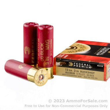 5 Rounds of  00 Buck 12ga Ammo by Federal