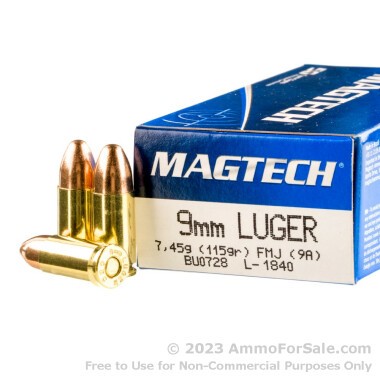 50 Rounds of 115gr FMC 9mm Ammo by Magtech
