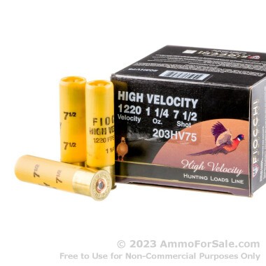 25 Rounds of 1 1/4 ounce #7 1/2 shot 20ga Ammo by Fiocchi
