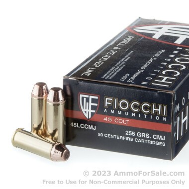 50 Rounds of 255gr CMJ .45 Long-Colt Ammo by Fiocchi