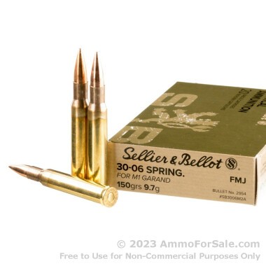 20 Rounds of 150gr FMJ 30-06 Springfield M1 Garand Ammo by Sellier & Bellot