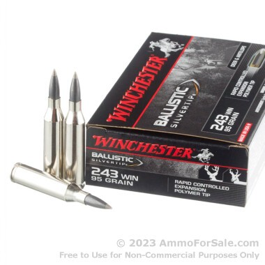 20 Rounds of 95gr Polymer Tipped .243 Win Ammo by Winchester Ballistic Silvertip