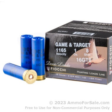 250 Rounds of 1 ounce #8 shot 16ga Ammo by Fiocchi