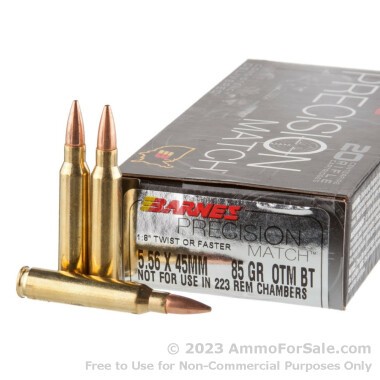 20 Rounds of 85gr OTM 5.56x45 Ammo by Barnes Precision Match