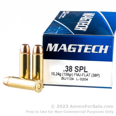 50 Rounds of 158gr FMC .38 Spl Ammo by Magtech