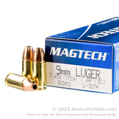 1000 Rounds of 115gr JHP 9mm Ammo by Magtech