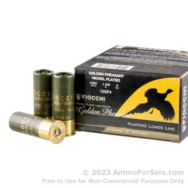 25 Rounds of 1 3/8 ounce #4 shot 12ga Ammo by Fiocchi