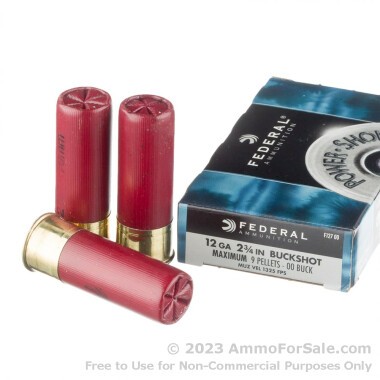 250 Rounds of 00 Buck 12ga Ammo by Federal Power-Shok 1,325 fps