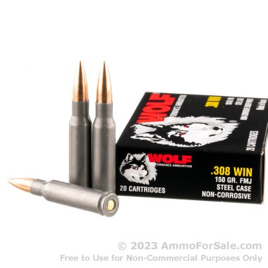 500 Rounds of 150gr FMJ .308 Win Ammo by Wolf