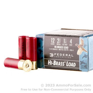 25 Rounds of 1 1/4 ounce #4 shot 12ga Ammo by Federal