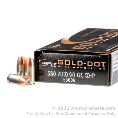 50 Rounds of 90gr JHP .380 ACP Ammo by Speer