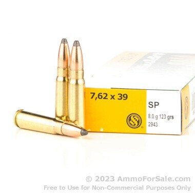 20 Rounds of 123gr SP 7.62x39mm Ammo by Sellier & Bellot