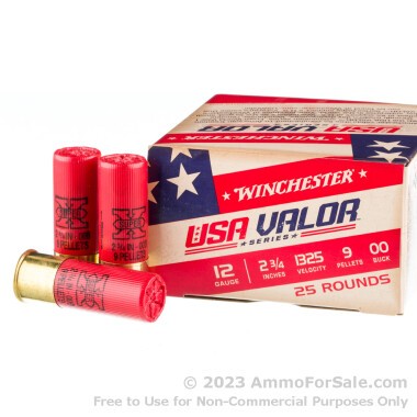 250 Rounds of 00 Buck 12ga Ammo by Winchester USA VALOR