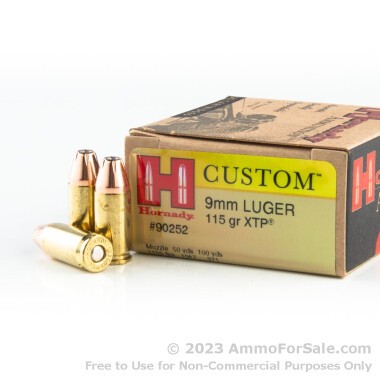 25 Rounds of 115gr JHP 9mm Ammo by Hornady Custom