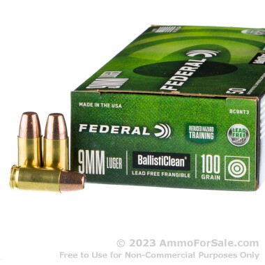 50 Rounds of 100gr Frangible 9mm Ammo by Federal