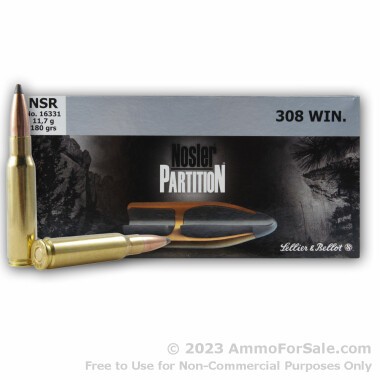 20 Rounds of 180gr Partition .308 Win Ammo by Sellier & Bellot