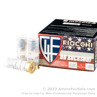 25 Rounds of 00 Buck 12ga Ammo by Fiocchi