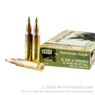 20 Rounds of 62gr FMJ M855 5.56x45 Ammo by Federal