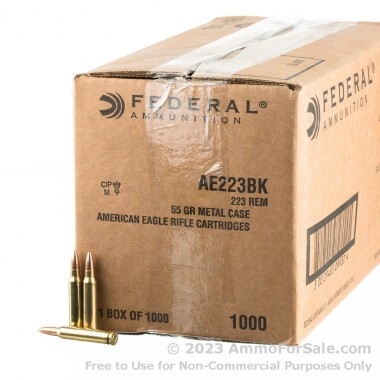 1000 Rounds of 55gr FMJBT .223 Ammo by Federal American Eagle Bulk Pack
