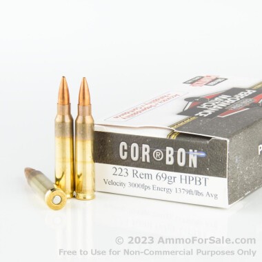 20 Rounds of 69gr Hollow Point Boat Tail .223 Ammo by Corbon