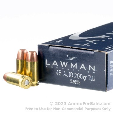 50 Rounds of 200gr TMJ .45 ACP Ammo by Speer Lawman