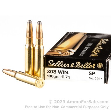 20 Rounds of 180gr SP .308 Win Ammo by Sellier & Bellot