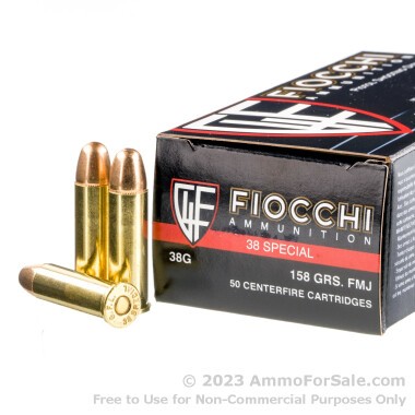 50 Rounds of 158gr FMJ .38 Spl Ammo by Fiocchi