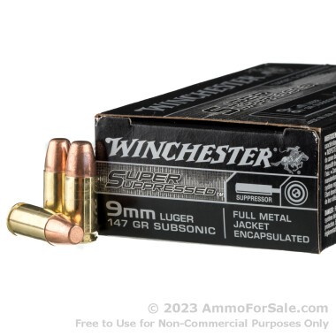 50 Rounds of 147gr FMJ Encapsulated 9mm Ammo by Winchester