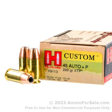 20 Rounds of 200gr JHP +P .45 ACP Ammo by Hornady