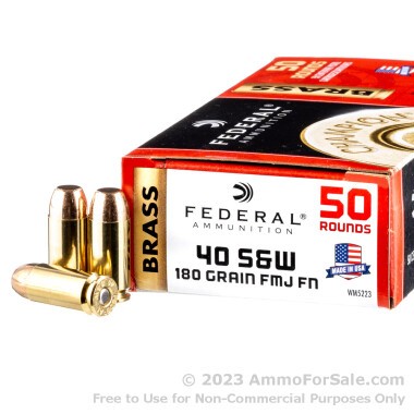 50 Rounds of 180gr FMJ .40 S&W Ammo by Federal Champion
